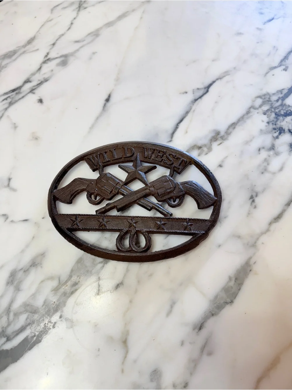 Cast Iron Wild West Metal Wall Plaque or Trivet